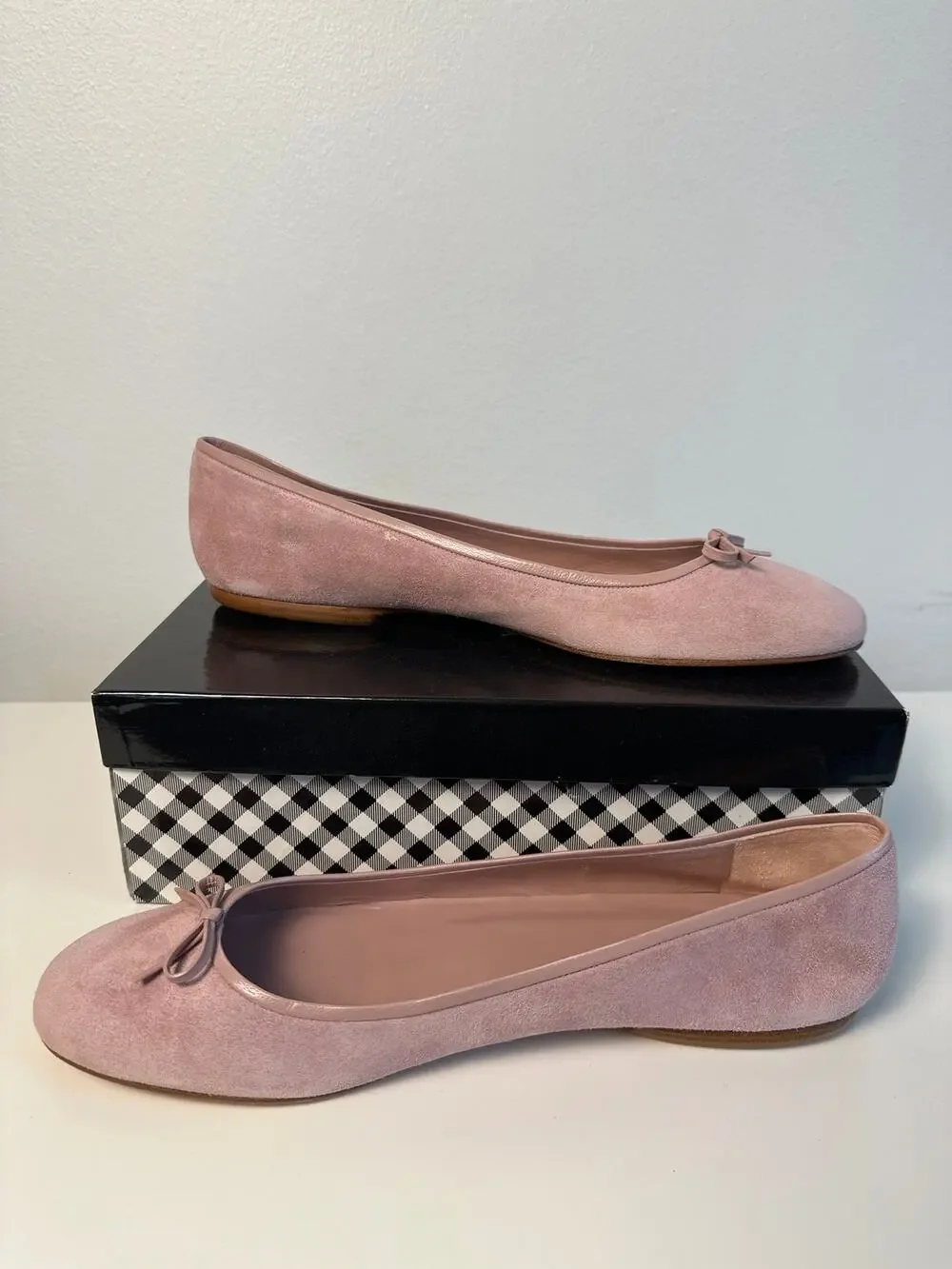 NIB Delman Whim Pale Pink Suede Classic Bow Ballet Flats | Size 11 M